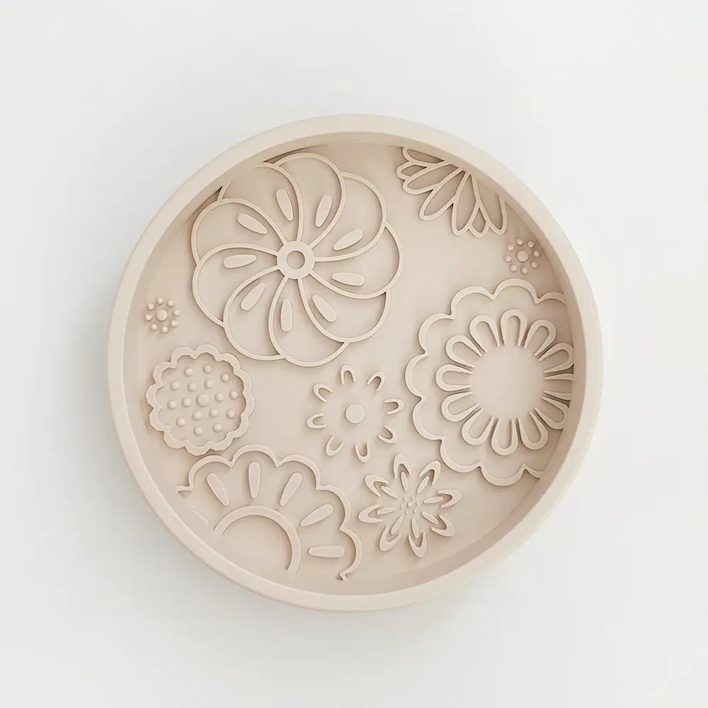 Silicone Slow Feed Puppy Dog Bowl - Baby Pink Flowers