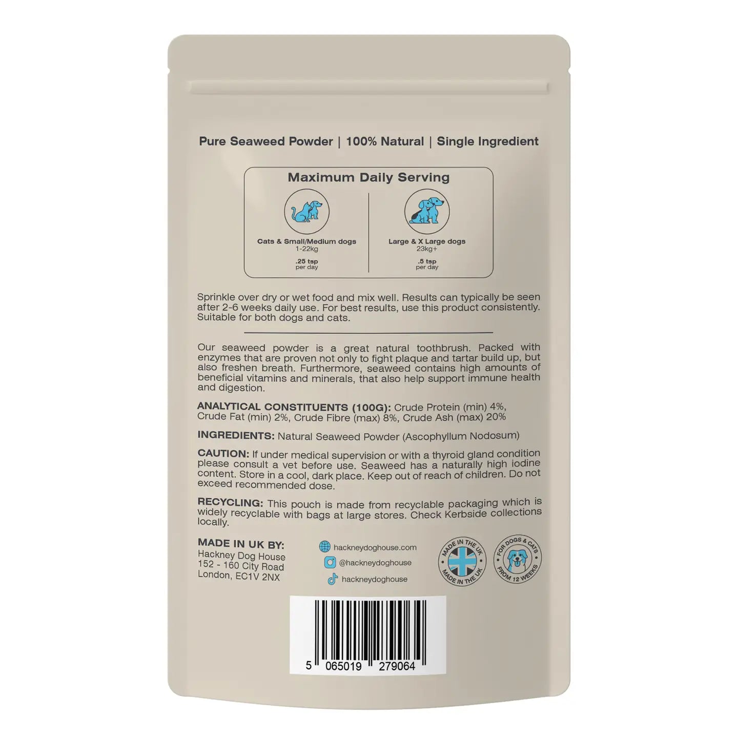 Single Pack | Plaque Seaweed Powder Food For Dogs | 80 Servings - TOODIPET