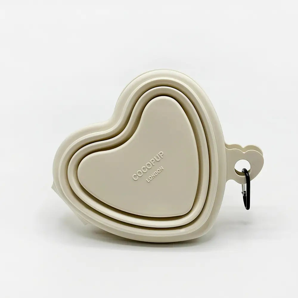 Heart Collapsible puppy Bowl - Cream