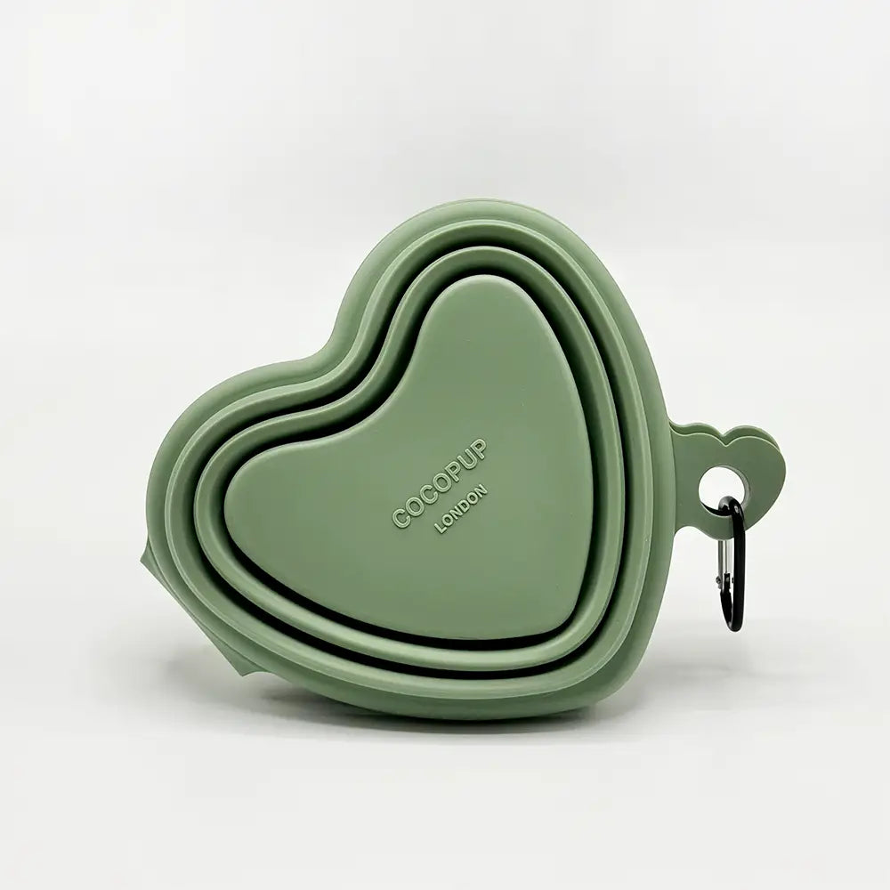 Heart Collapsible Puppy Bowl - Sage