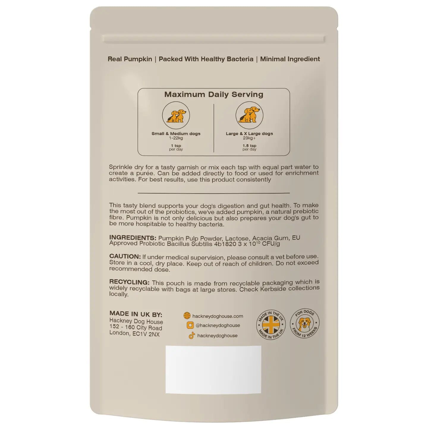 Pre & Probiotics For Dogs | Real Pumpkin Powder + Probiotic - TOODIPET