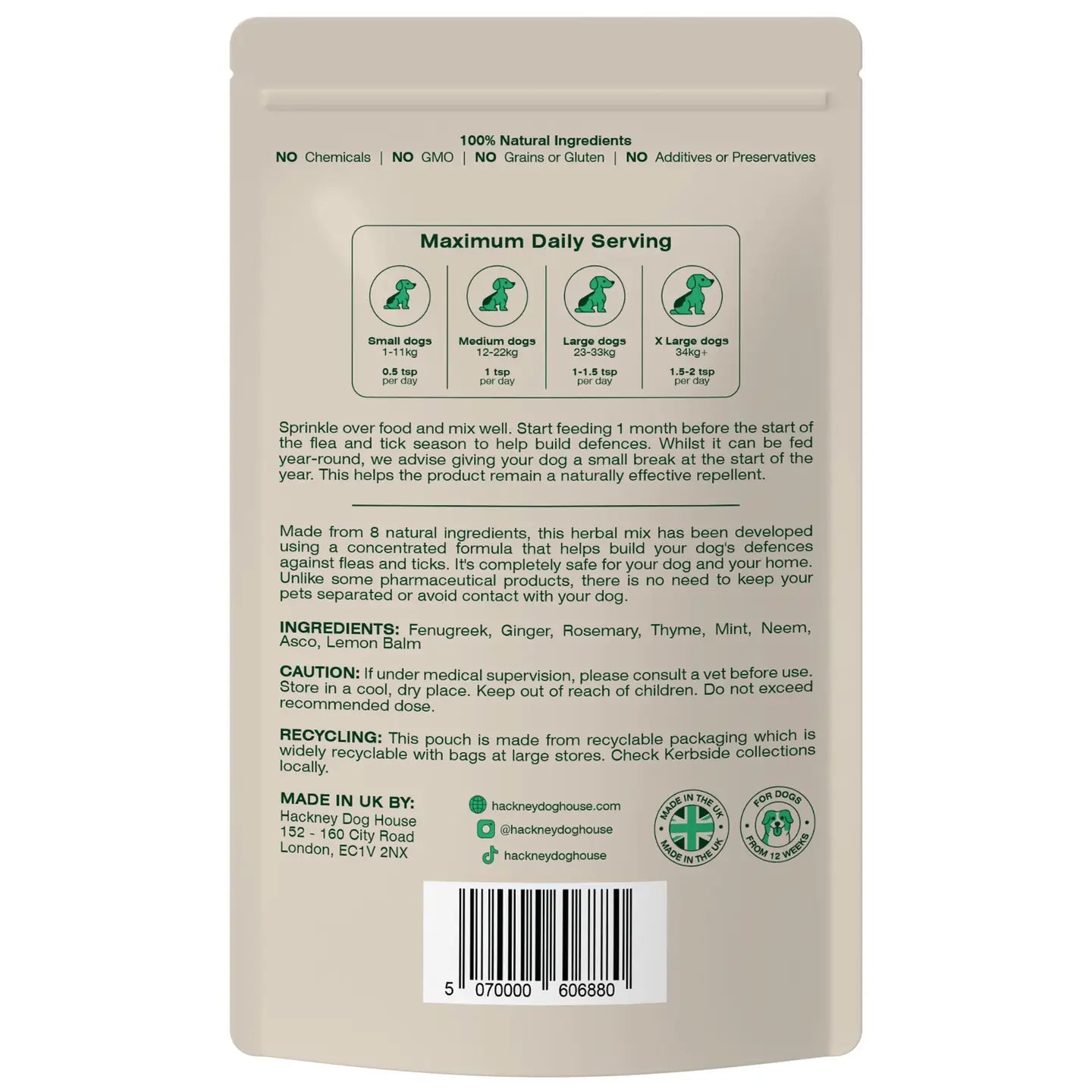 Natural Flea and Tick Powder Food For Dogs - TOODIPET
