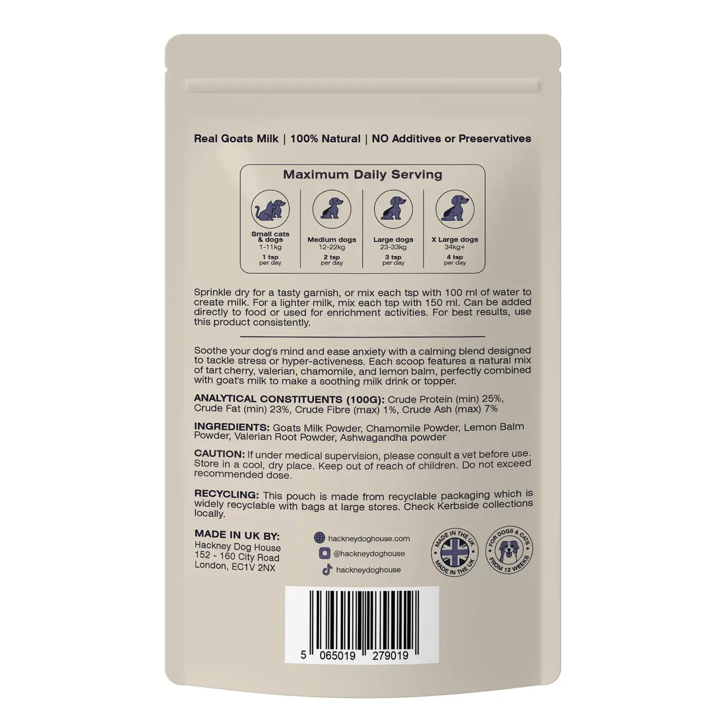 Calming Goats Milk Powder Food For Dogs - TOODIPET
