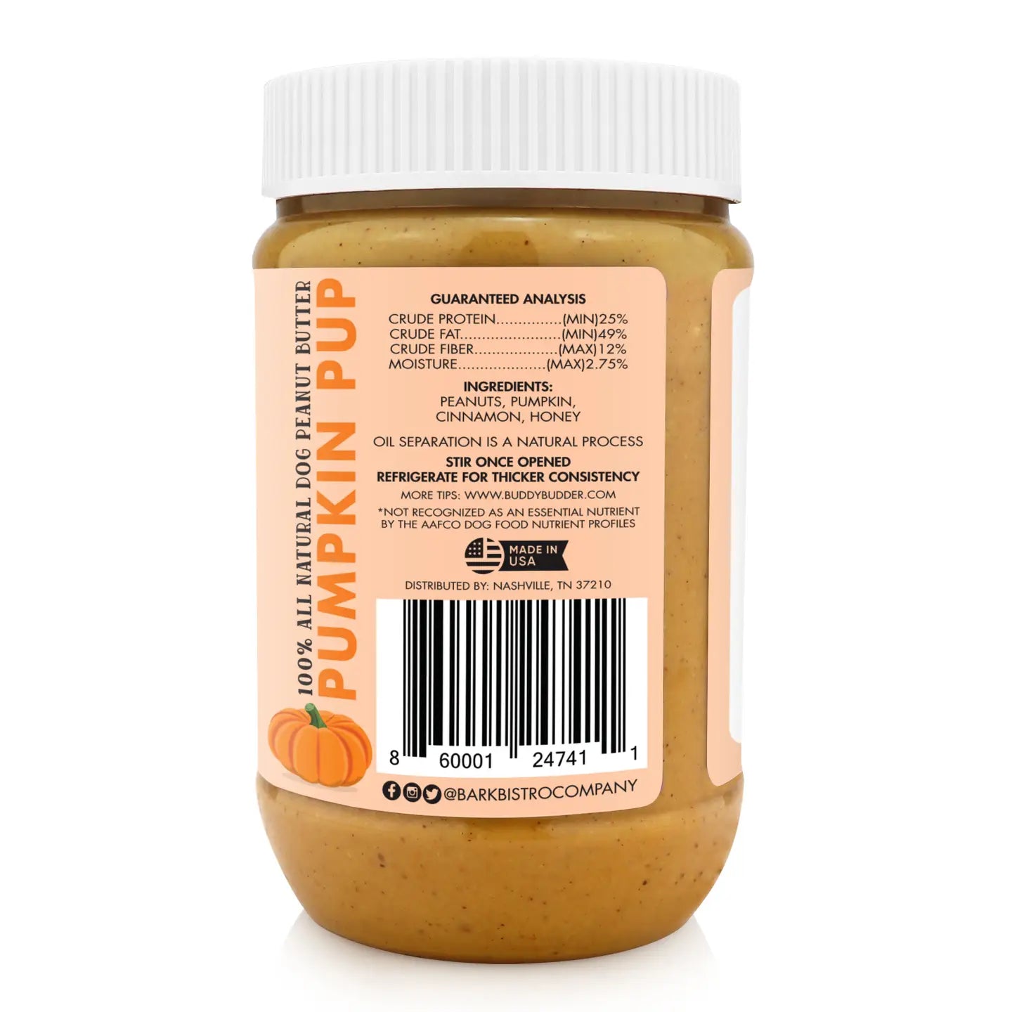 Buddy Budder Dog Peanut Butter Pumpkin Pup  Bark Bistro - TOODIPET